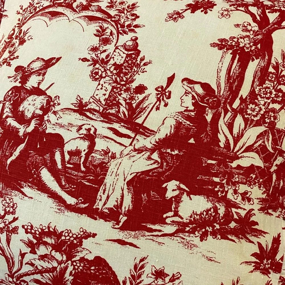 Authentique Vintage Pair of French Toile Euro-Shams 26 » Square ~ France ~ VGVC